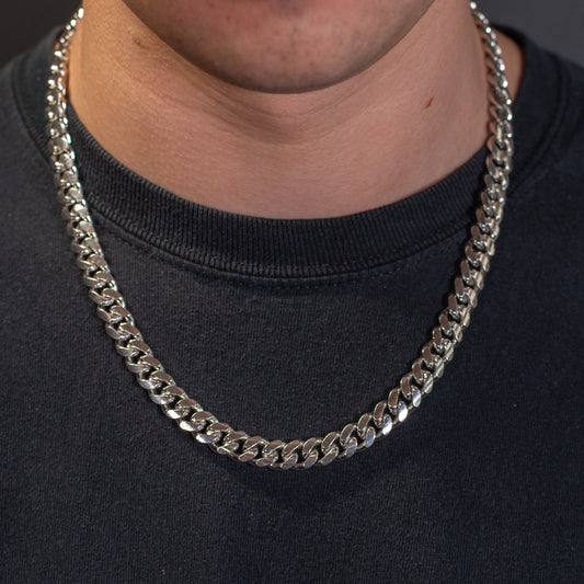9mm Silver Cuban Linked Chain
